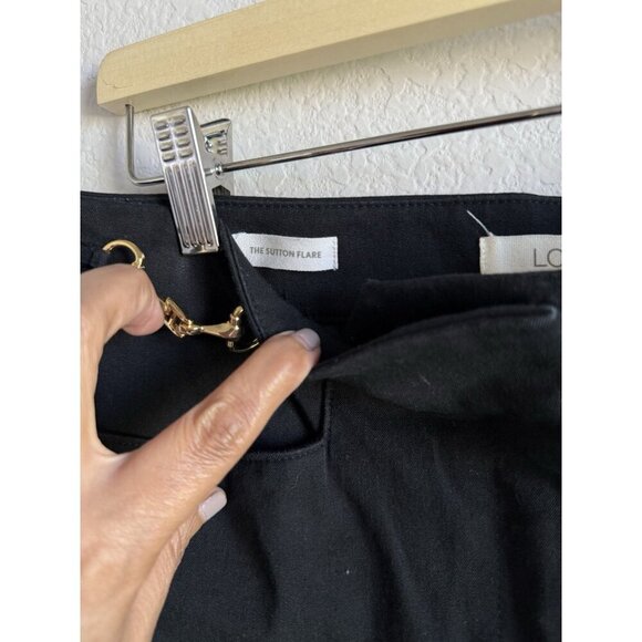 Loft Women’s Horsebit The Sutton Flare Dress Pants Black Bi-Stretch Size 4 - Picture 10 of 12